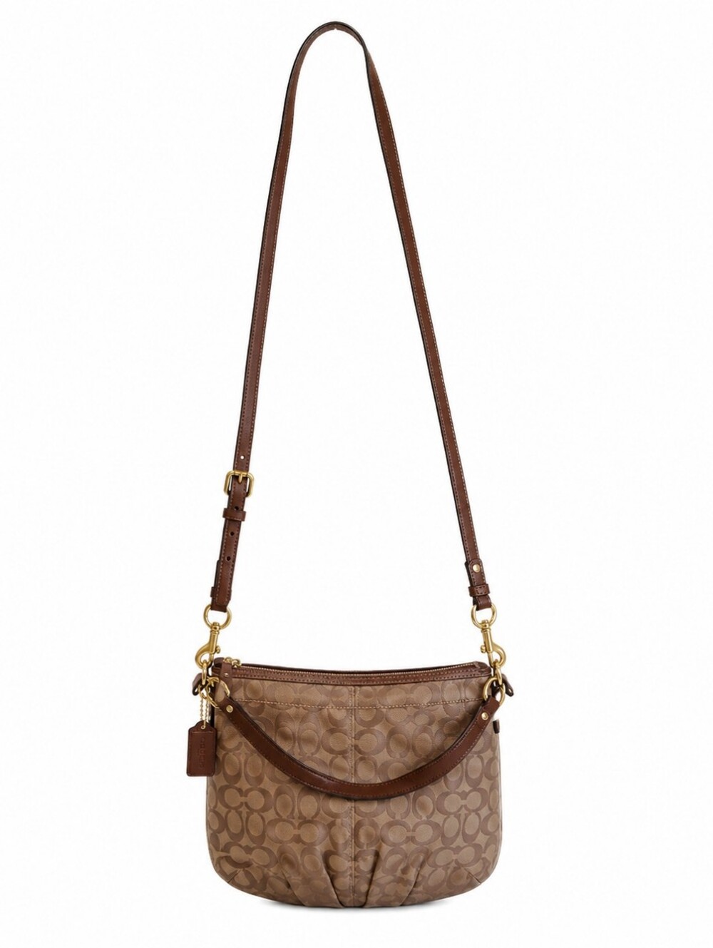 Coach Signature Canvas Mini Bucket Bag Brown Tan Shoulder Purse Y2K Chic